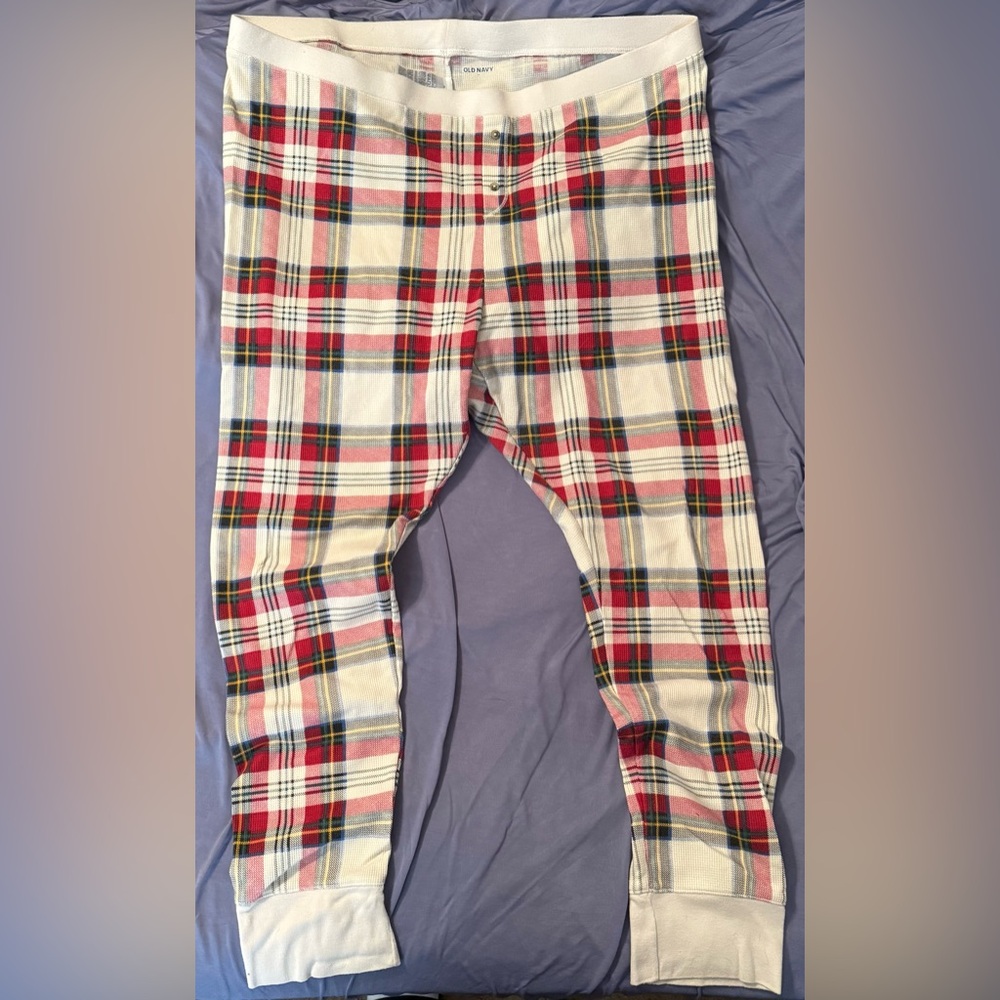 Old Navy Plaid Holiday Waffle knit lounge pants